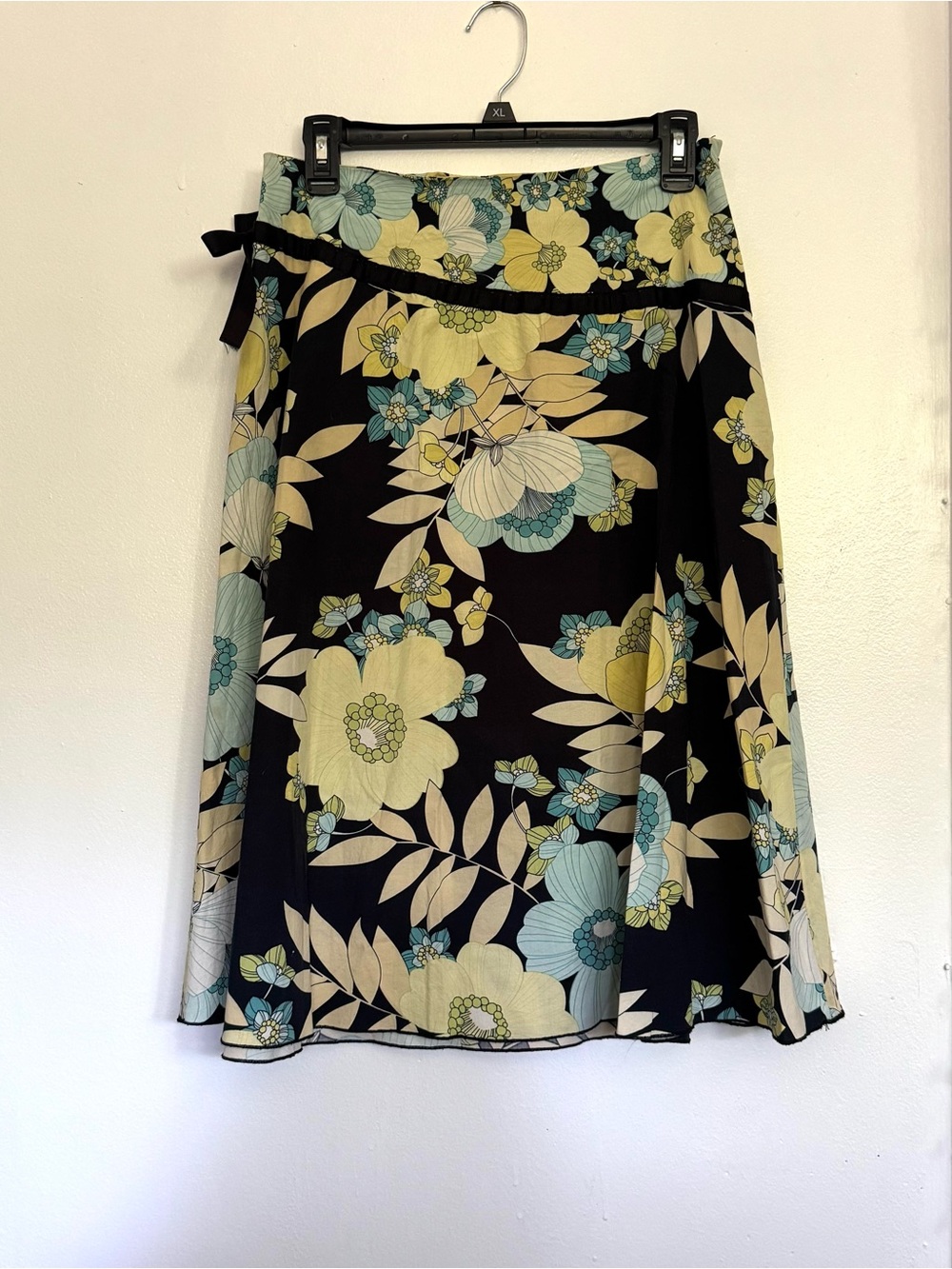 Michele A-Line Skirt with Yellow & Aqua Floral Print